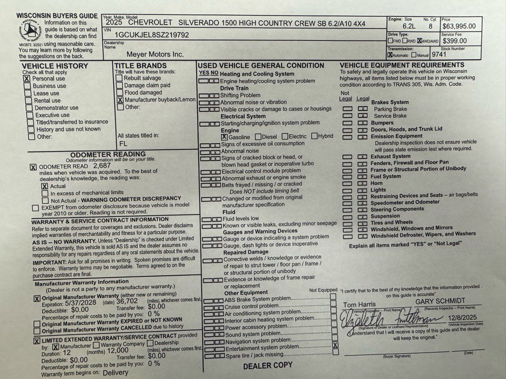 Used 2025 Chevrolet Silverado 1500 High Country image 35