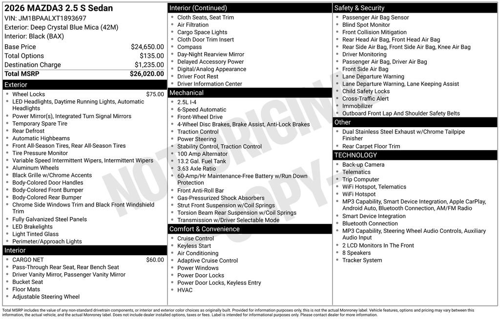 New 2026 MAZDA MAZDA3 s FWD image 7