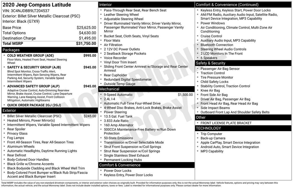 Used 2020 Jeep Compass Latitude w/ Cold Weather Group image 38