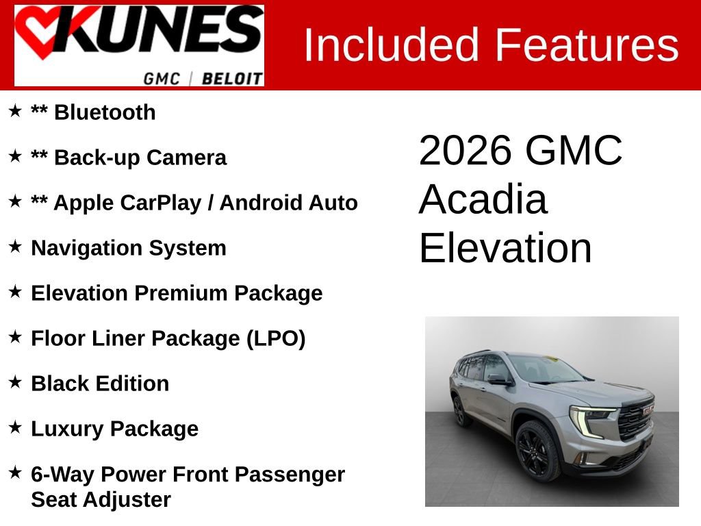 New 2026 GMC Acadia Elevation w/ Black Edition AWD/4WD image 2