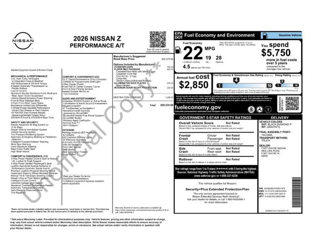 New 2026 Nissan Z Performance w/ Floor Mat Package RWD image 40