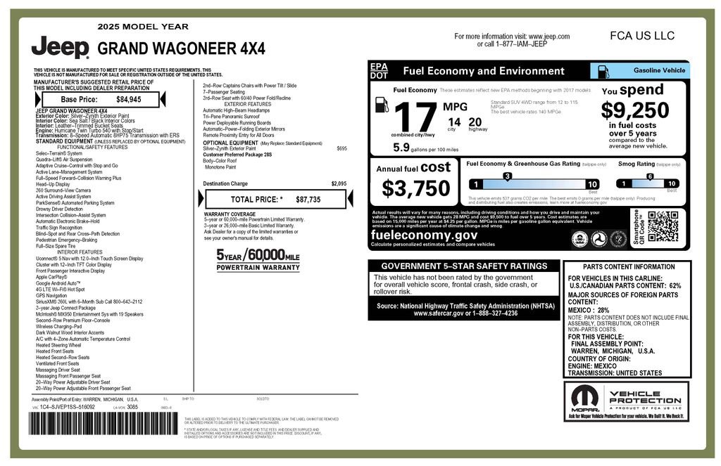 Certified 2025 Jeep Grand Wagoneer 4WD image 4