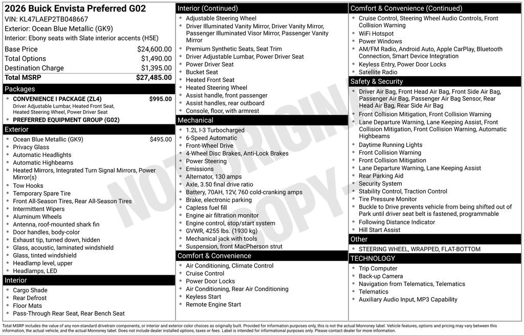 New 2026 Buick Envista Preferred w/ Convenience I Package image 5