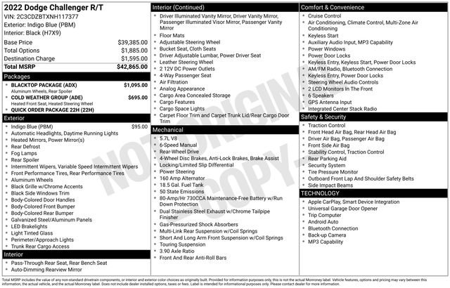 Used 2022 Dodge Challenger R/T w/ Blacktop Package RWD image 9
