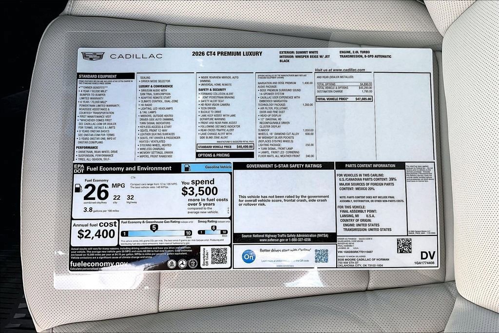 New 2026 Cadillac CT4 Premium Luxury RWD image 14
