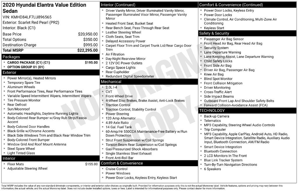 Used 2020 Hyundai Elantra Value Edition w/ Cargo Package (C1) FWD image 38