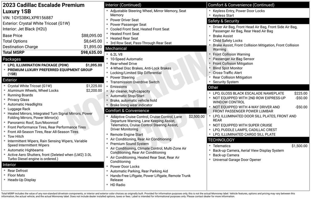 Used 2023 Cadillac Escalade Premium Luxury w/ LPO, Illumination Package RWD image 69