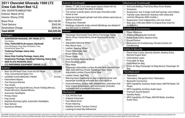Used 2011 Chevrolet Silverado 1500 LTZ w/ Suspension Package, Off-Road AWD/4WD image 10