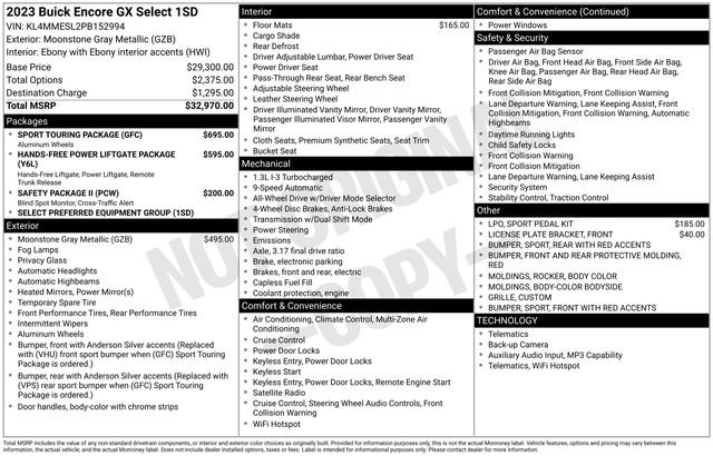 Certified 2023 Buick Encore GX Select w/ Sport Touring Package AWD/4WD image 44