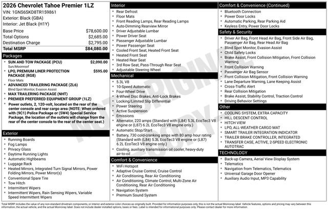 New 2026 Chevrolet Tahoe Premier w/ Sun And Tow Package image 4