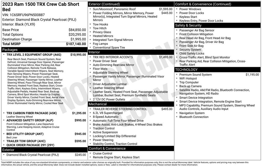 Used 2023 RAM 1500 TRX w/ TRX Level 2 Equipment Group AWD/4WD image 17