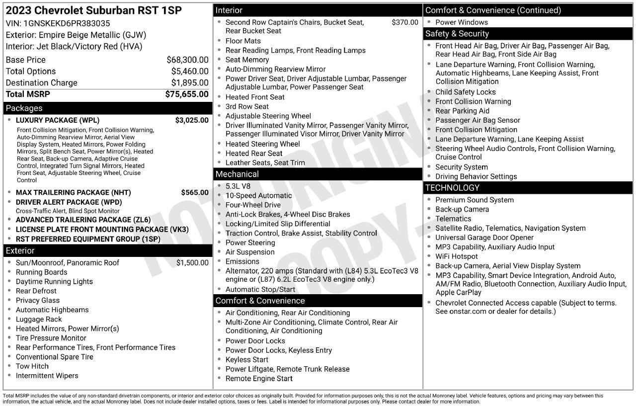 Certified 2023 Chevrolet Suburban RST w/ Luxury Package AWD/4WD image 33