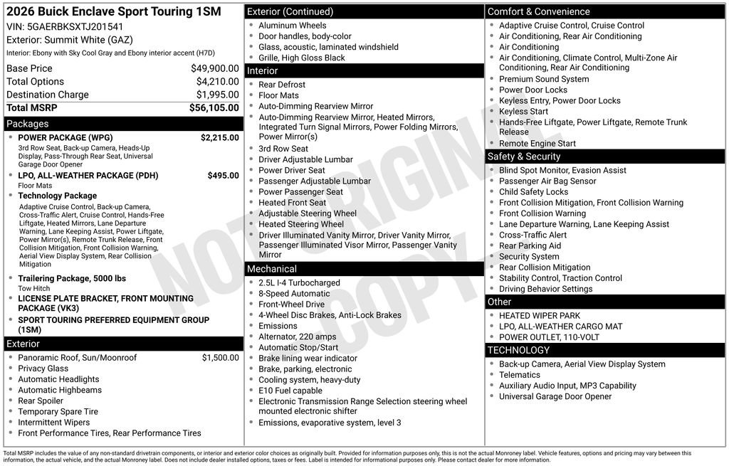 New 2026 Buick Enclave Sport Touring w/ Power Package image 8