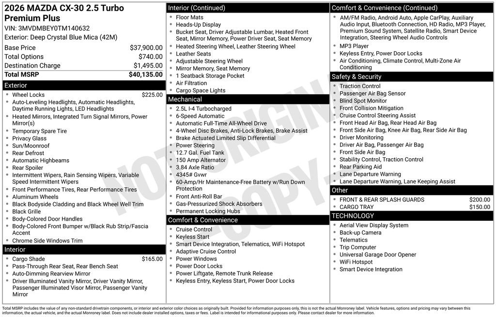 New 2026 MAZDA CX-30 2.5 Turbo w/ Premium Plus Pkg AWD/4WD image 4