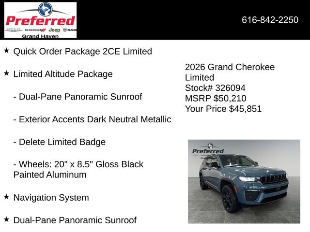New 2026 Jeep Grand Cherokee Limited w/ Limited Altitude Package image 6