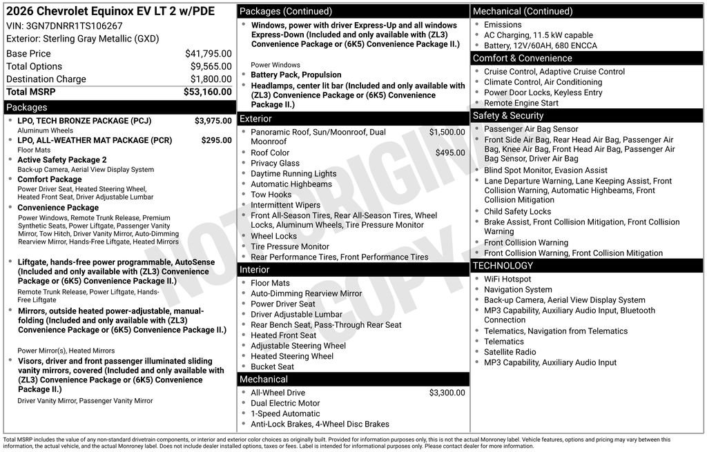 New 2026 Chevrolet Equinox EV LT w/ LPO, Tech Bronze Package AWD/4WD image 6