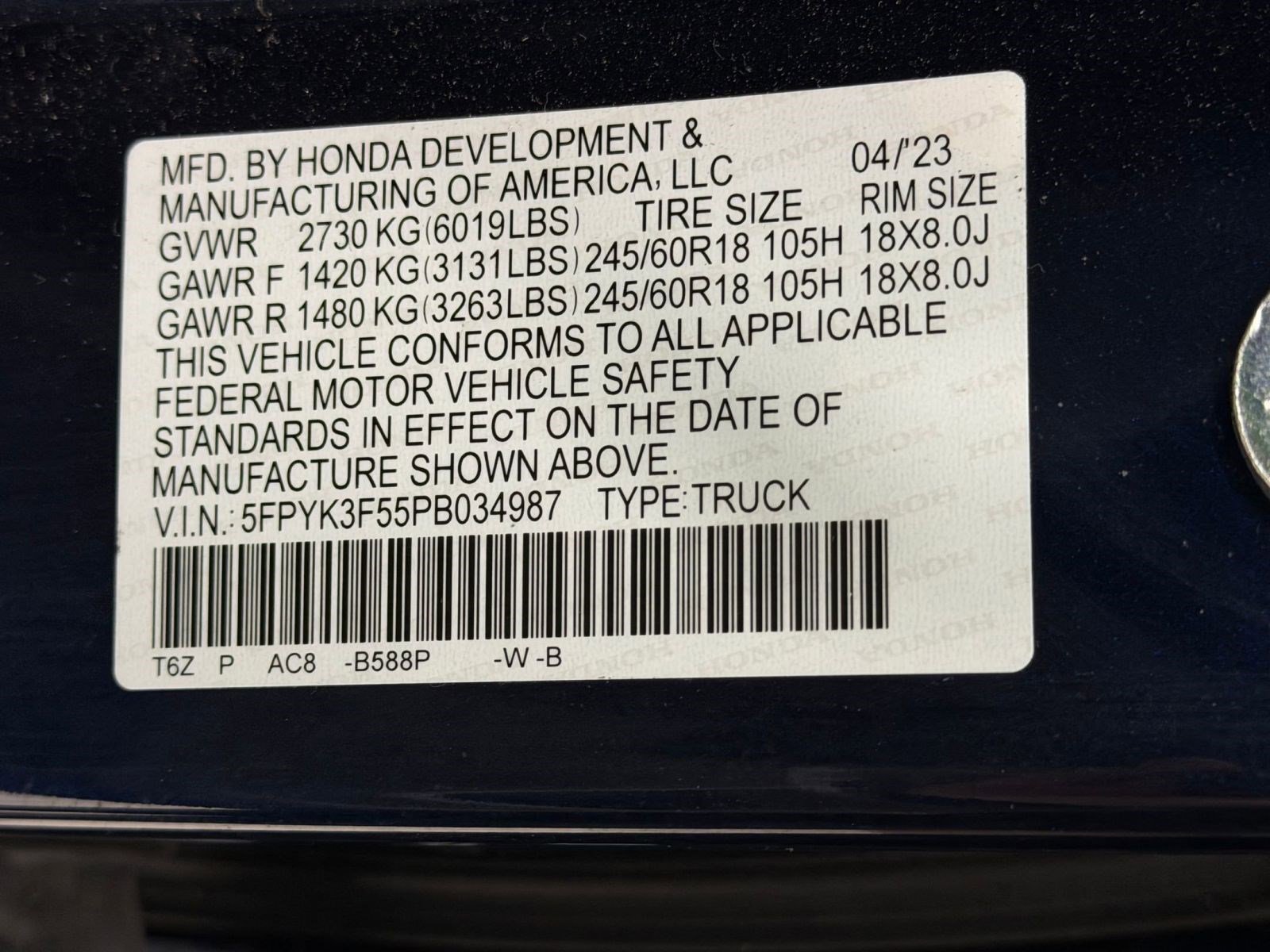 Used 2023 Honda Ridgeline RTL image 19