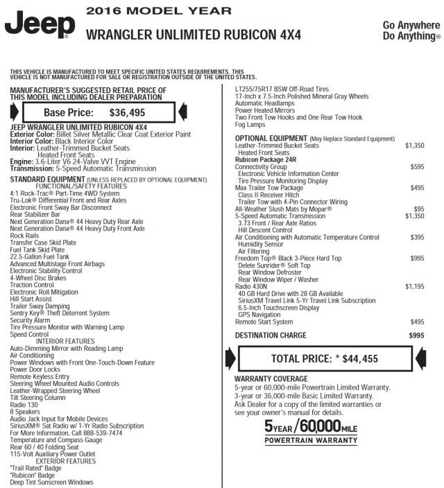 Used 2016 Jeep Wrangler Unlimited Rubicon w/ Connectivity Group image 2