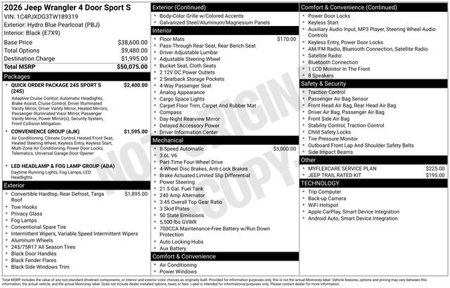 New 2026 Jeep Wrangler Unlimited Sport AWD/4WD image 5