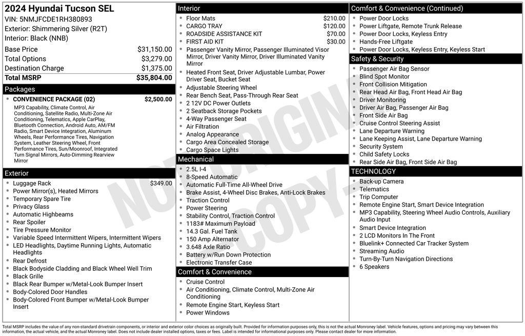 Used 2024 Hyundai Tucson SEL w/ Convenience Package AWD/4WD image 3