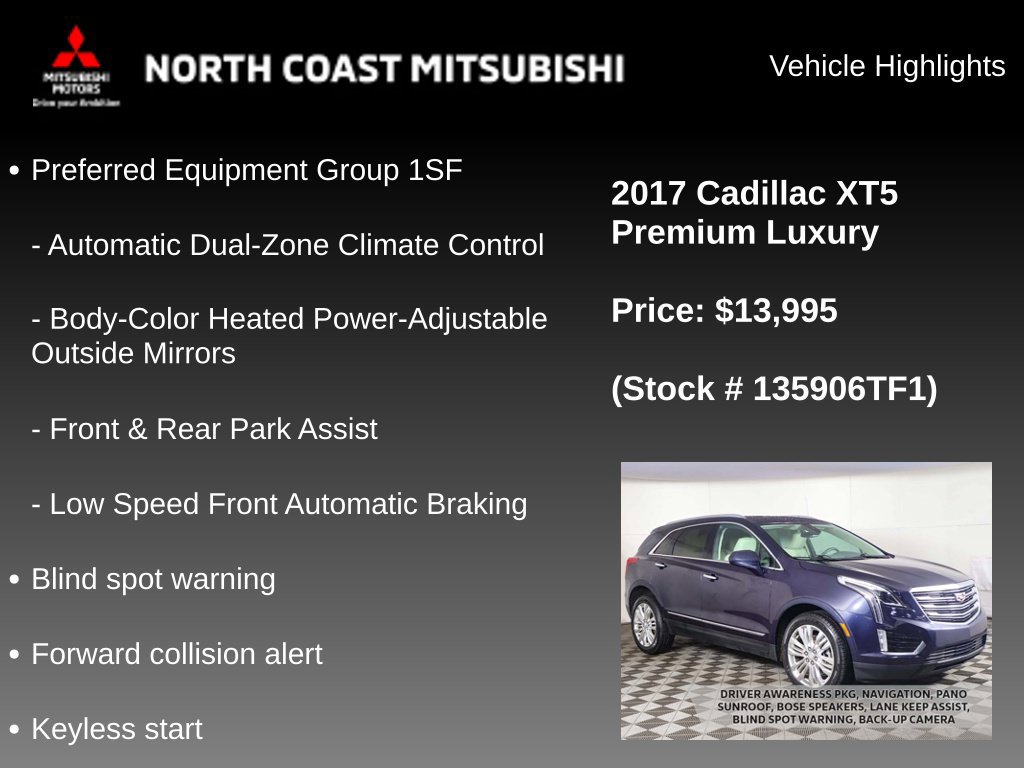 Used 2017 Cadillac XT5 Premium Luxury w/ LPO, Wheel Lock Package AWD/4WD image 2