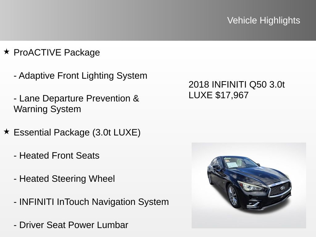 Used 2018 INFINITI Q50 Luxe w/ Sensory Package (Luxe) image 20