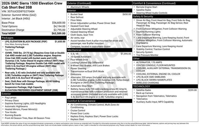 New 2026 GMC Sierra 1500 Elevation w/ LPO, Elevation Black Package AWD/4WD image 25