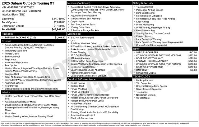 New 2025 Subaru Outback Touring XT w/ Popular Package #2 image 5