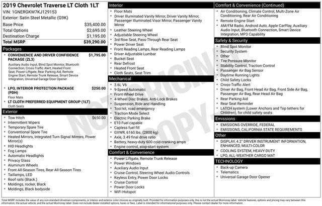 Used 2019 Chevrolet Traverse LT image 35