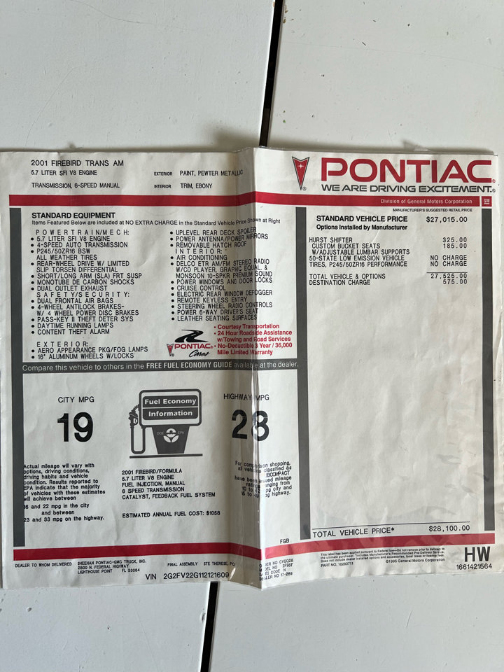 Used 2001 Pontiac Firebird Formula w/ SLP Firehawk Pkg image 22