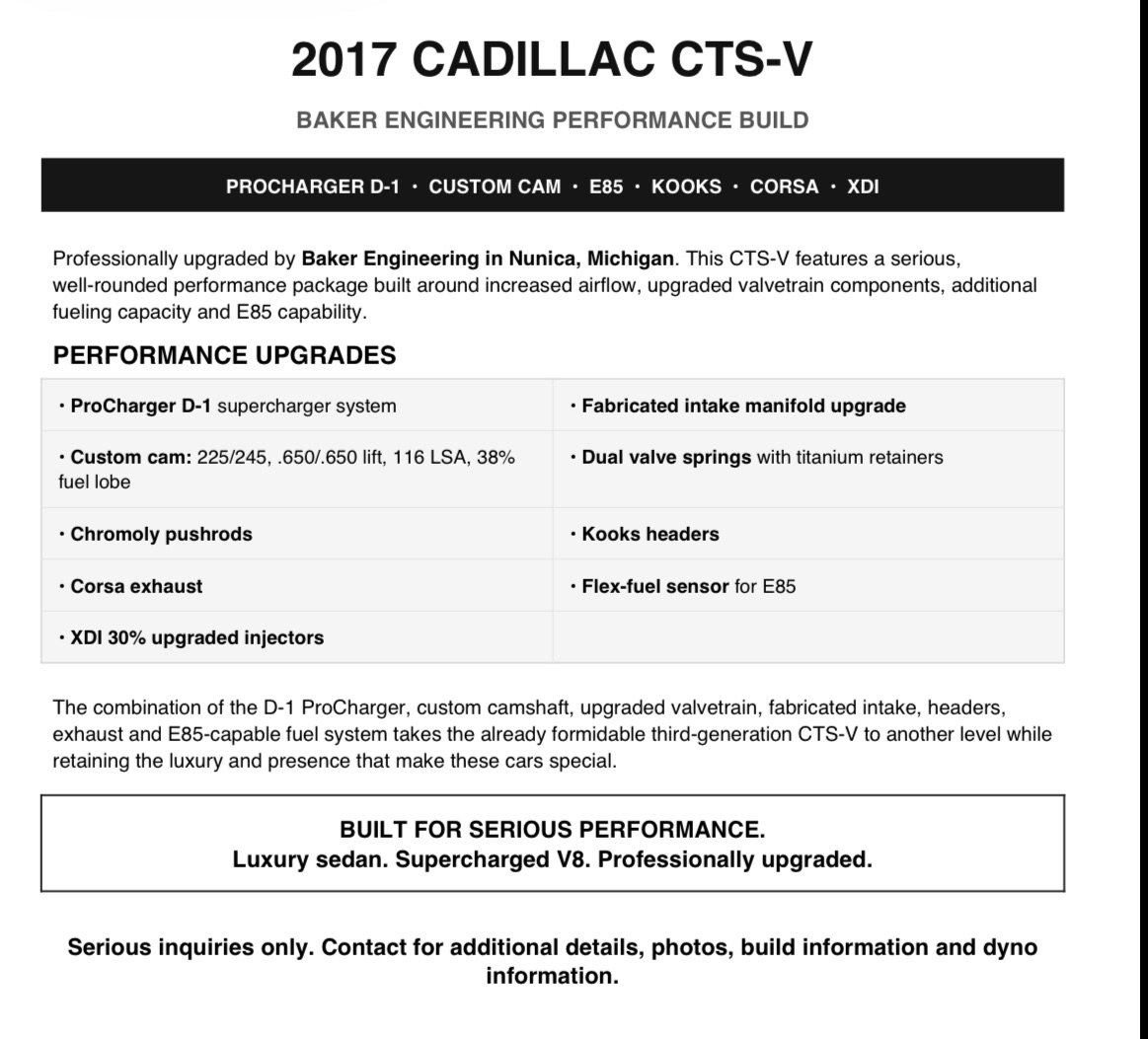 Used 2017 Cadillac CTS V w/ Carbon Fiber Package RWD image 2