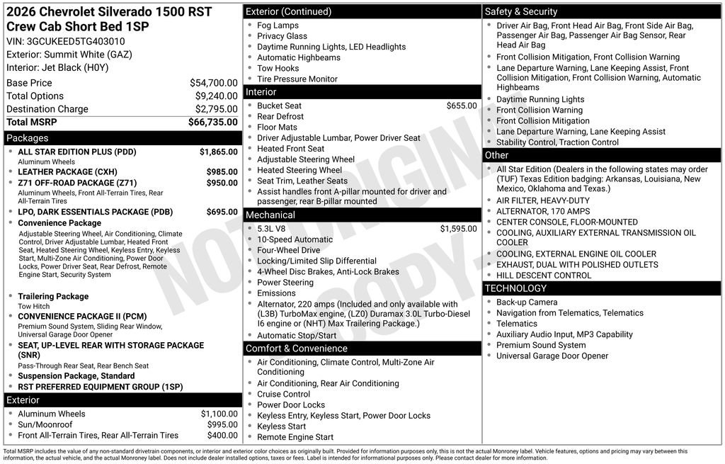 New 2026 Chevrolet Silverado 1500 RST w/ All Star Edition Plus AWD/4WD image 16