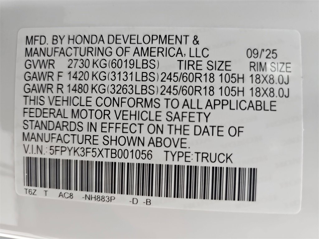 New 2026 Honda Ridgeline RTL image 50