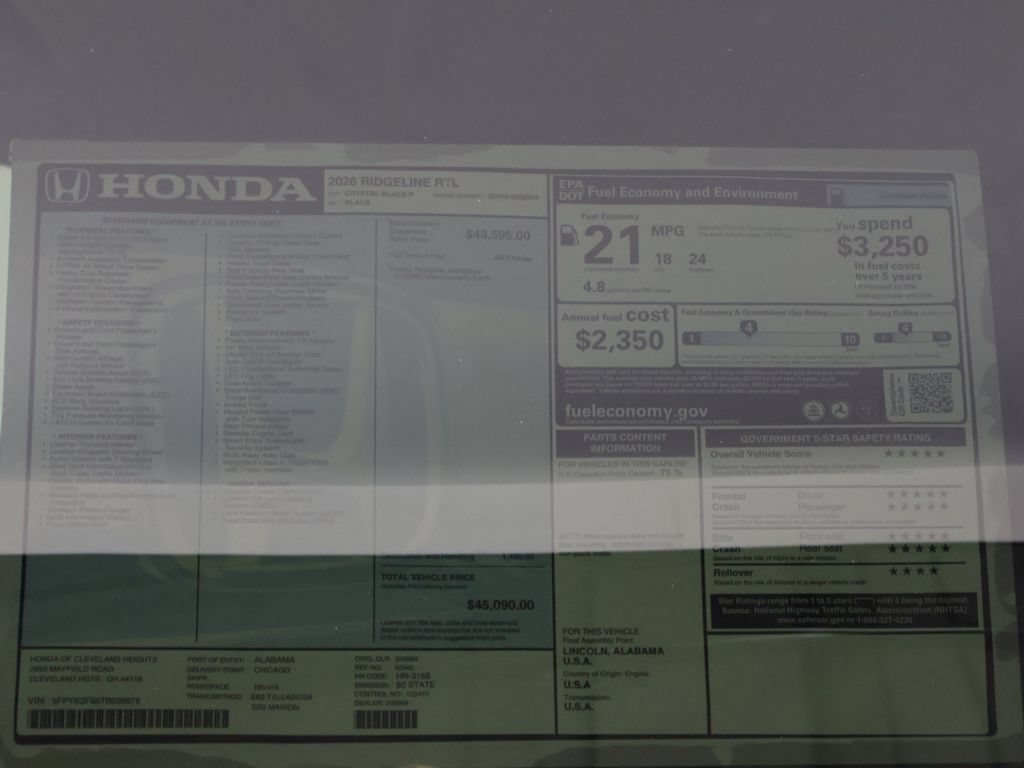 New 2026 Honda Ridgeline RTL image 23
