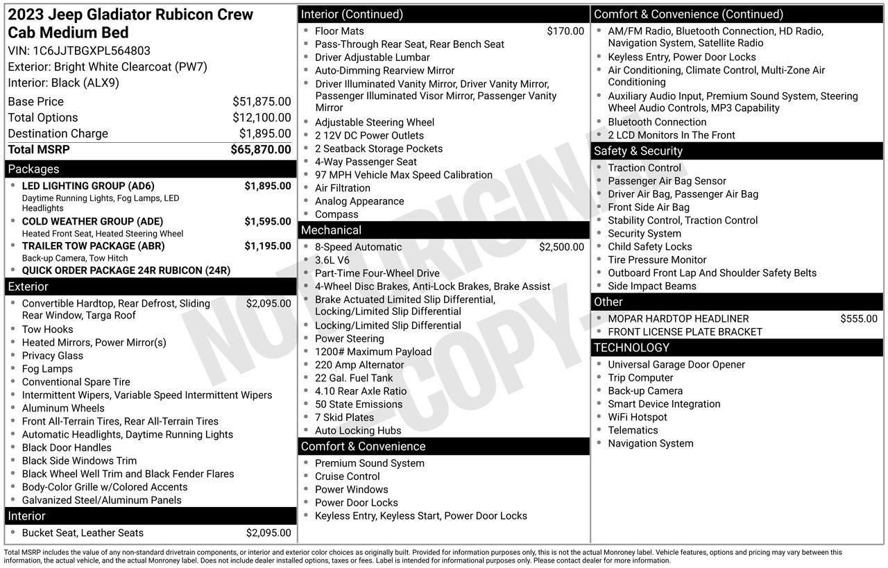 Used 2023 Jeep Gladiator Rubicon w/ LED Lighting Group image 40