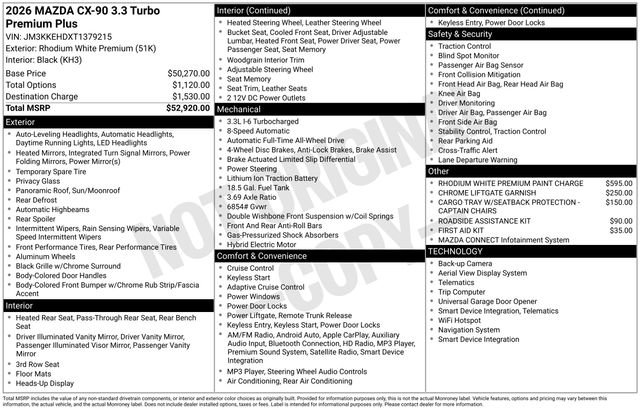 New 2026 MAZDA CX-90 3.3 Turbo w/ Premium Plus Pkg AWD/4WD image 27