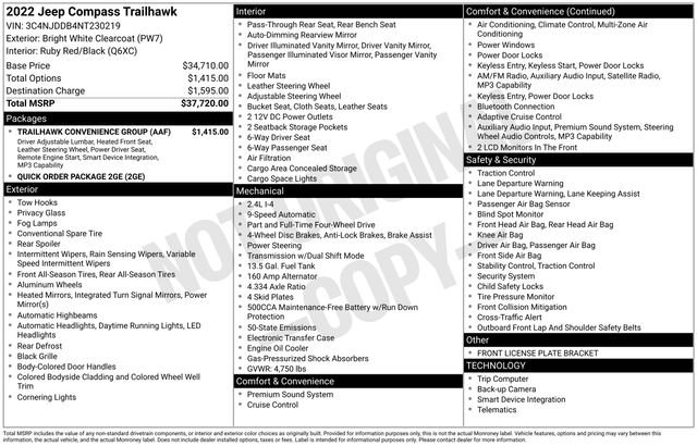 Used 2022 Jeep Compass Trailhawk w/ Trailhawk Convenience Group AWD/4WD image 9