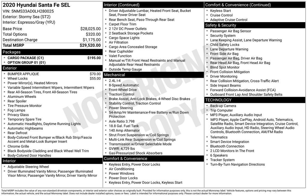Used 2020 Hyundai Santa Fe SEL w/ Cargo Package FWD image 2