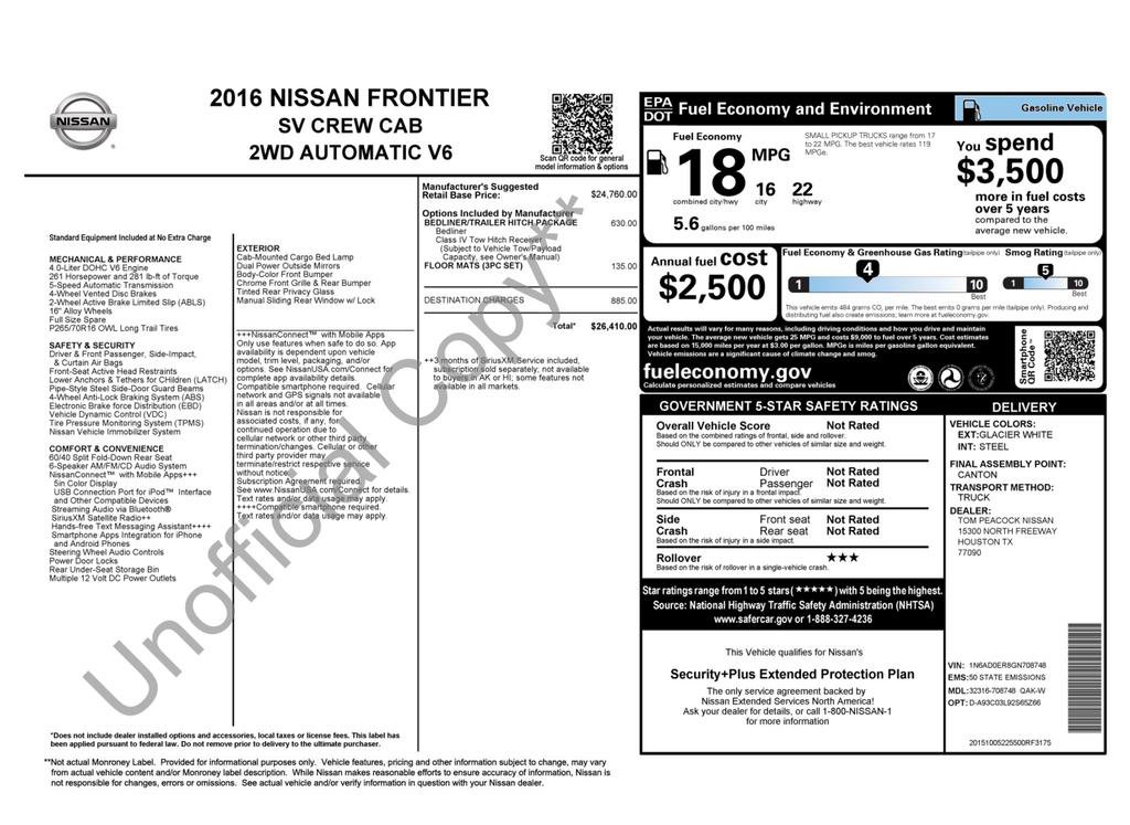 Used 2016 Nissan Frontier SV RWD image 3