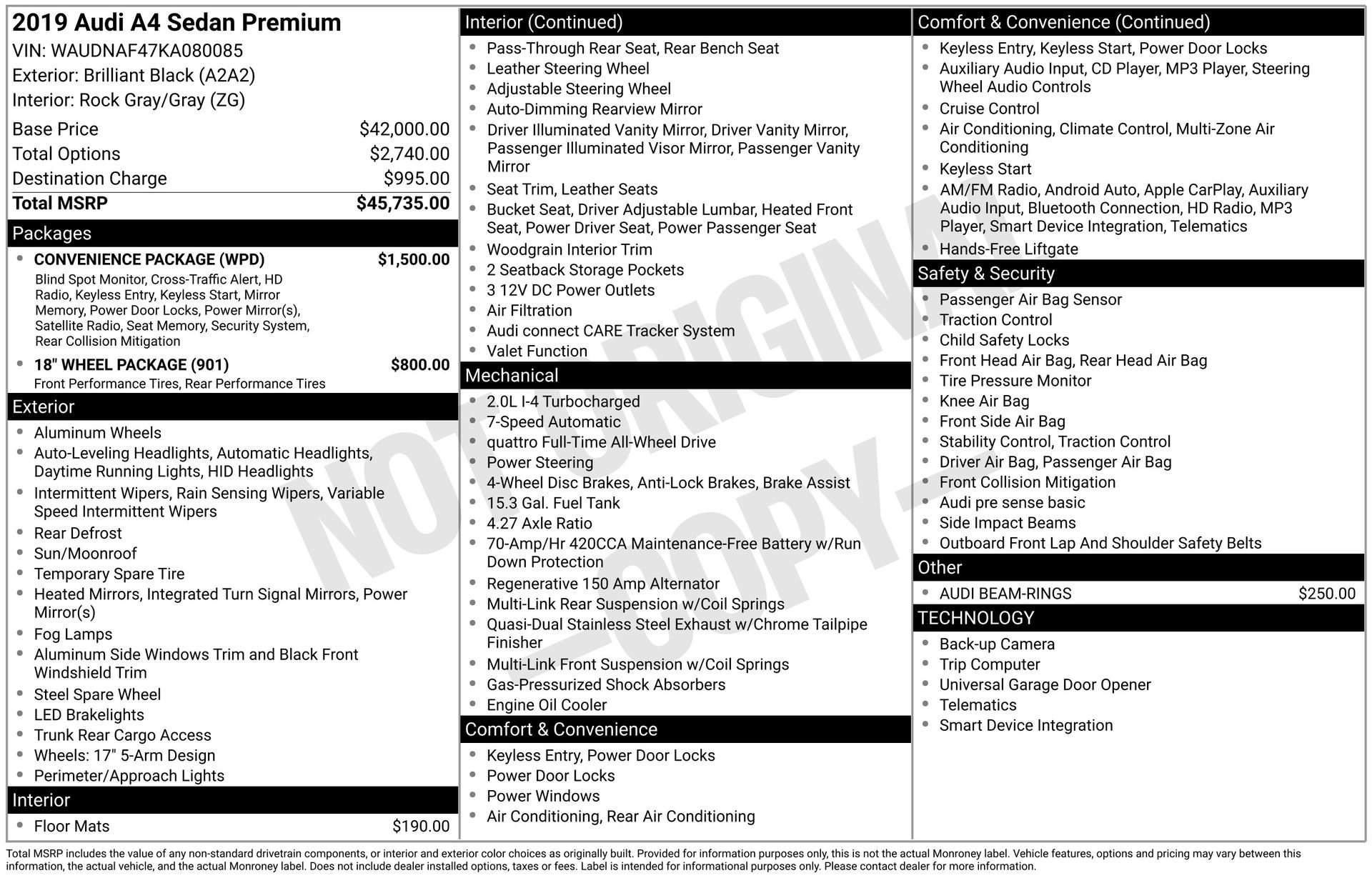 Used 2019 Audi A4 2.0T Premium w/ Convenience Package image 3
