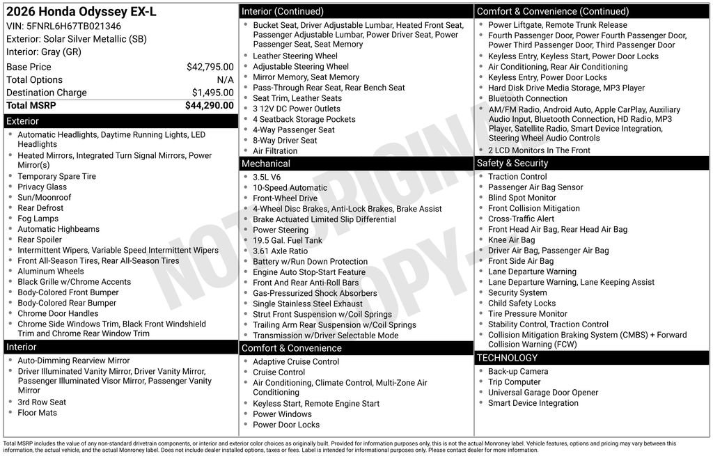 Used 2026 Honda Odyssey EX-L image 11