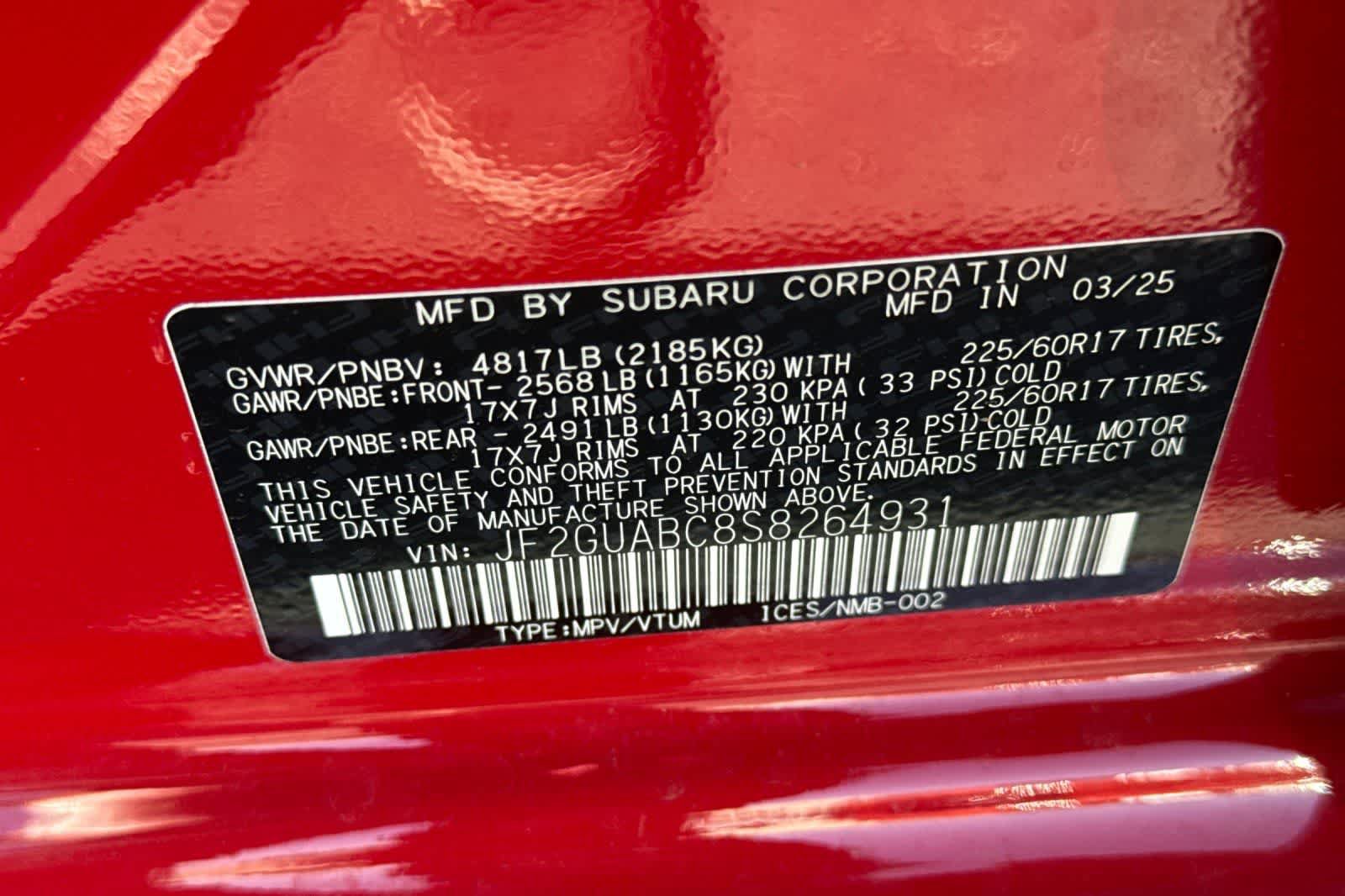 Certified 2025 Subaru Crosstrek 2.0i AWD/4WD image 31
