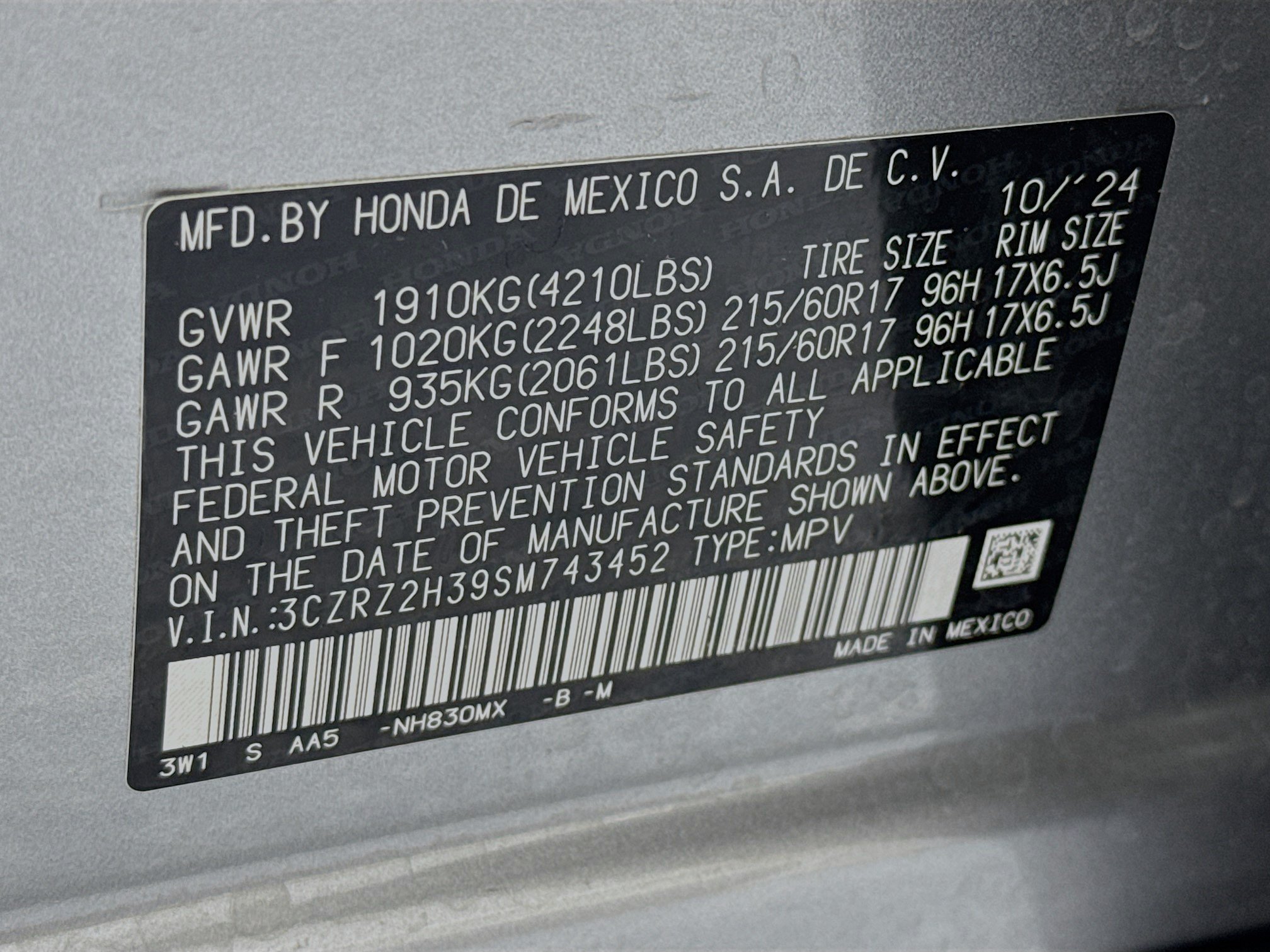 Certified 2025 Honda HR-V LX image 29