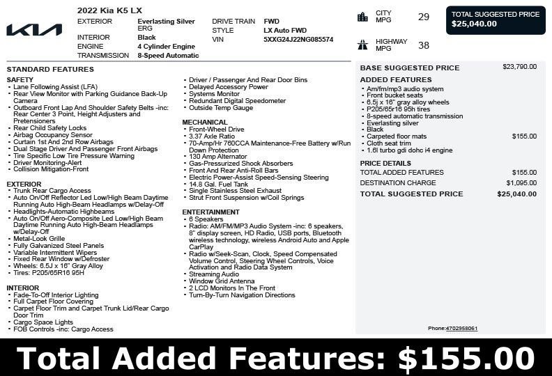 Used 2022 Kia K5 LX image 3