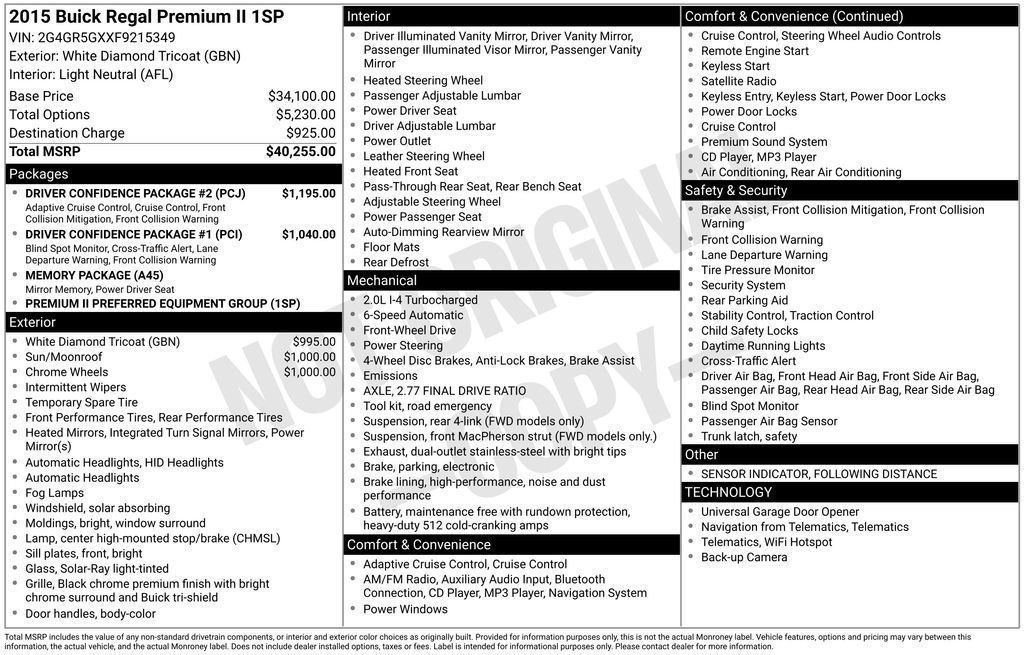 Used 2015 Buick Regal Premium w/ Driver Confidence Package #2 image 35