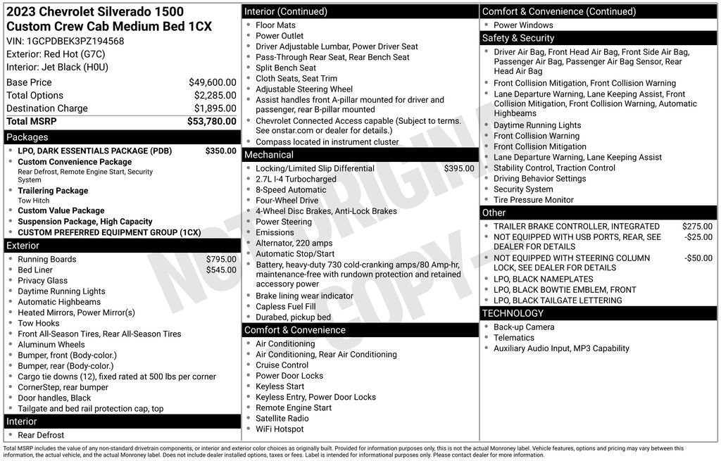 Used 2023 Chevrolet Silverado 1500 Custom w/ LPO, Dark Essentials Package image 9