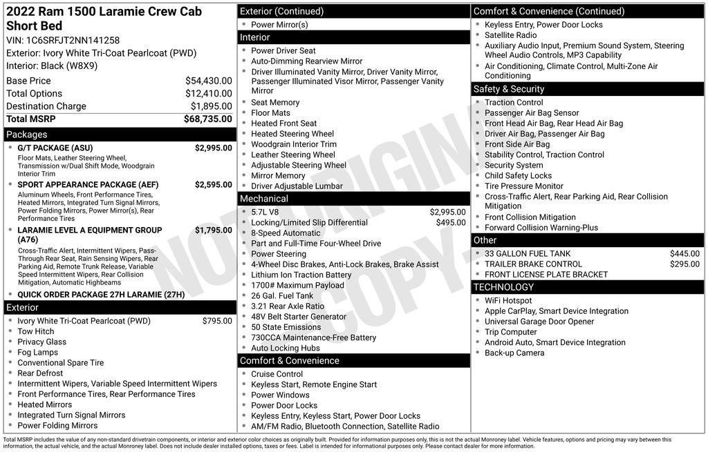 Used 2022 RAM 1500 Laramie w/ G/T Package AWD/4WD image 2