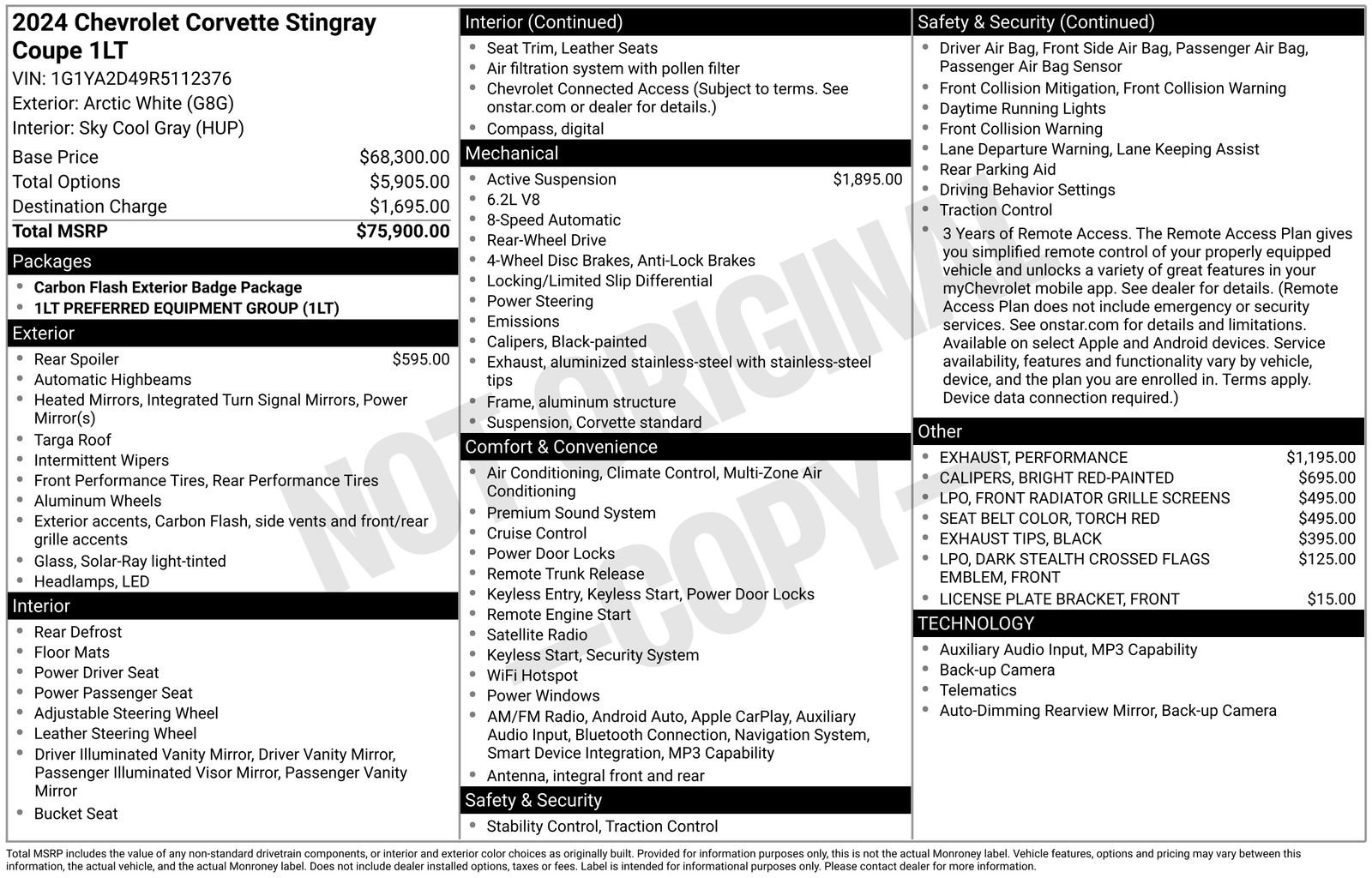 Used 2024 Chevrolet Corvette Stingray Coupe w/ 1LT image 36