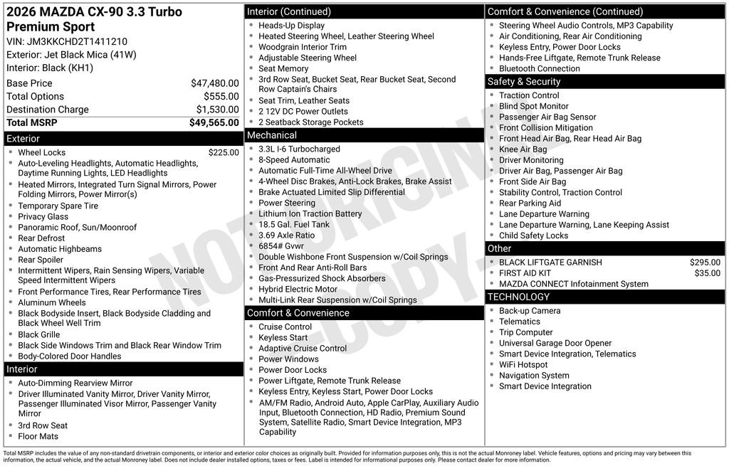 New 2026 MAZDA CX-90 3.3 Turbo w/ Premium Sport Pkg AWD/4WD image 7