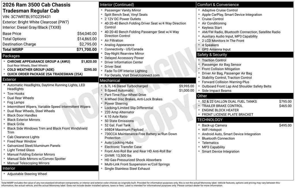 New 2026 RAM 3500 Tradesman w/ Chrome Appearance Group A AWD/4WD image 33